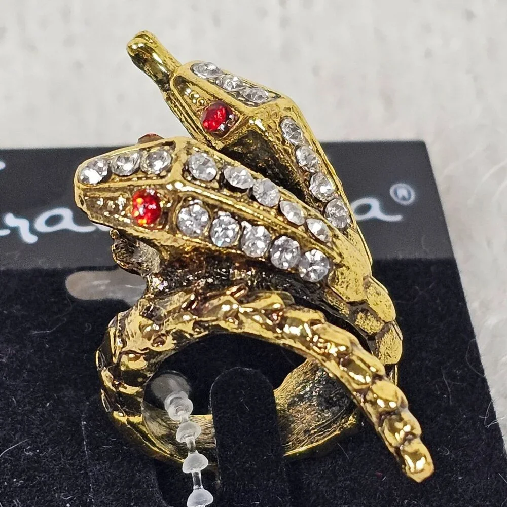 Taramanda Size 6 Ring Snake Serpent 2‎ Head Goth Punk NEW